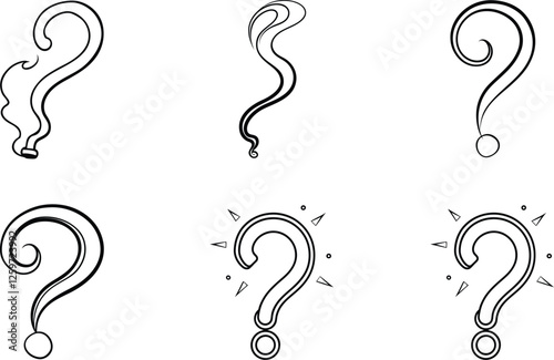 Six Question Mark Variations Styles, Designs, and Graphic Symbols