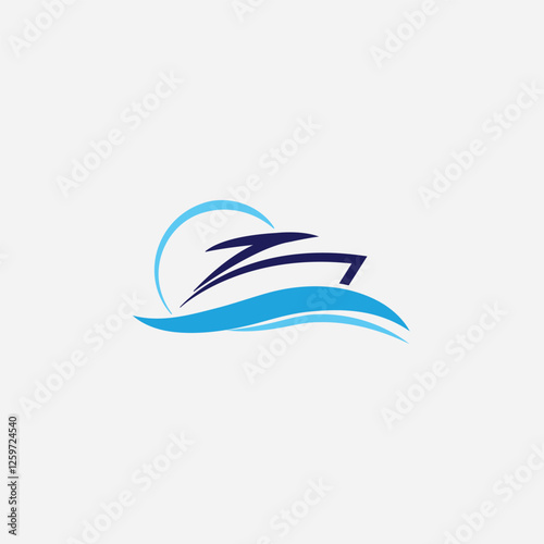 Speedboat, boat, yacht, sea, marine, ship logo fully editable vector template