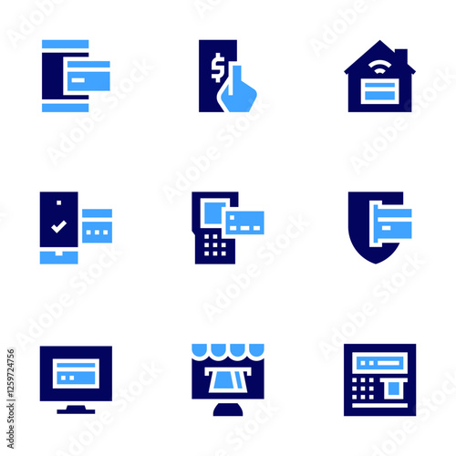 Wallpaper Mural Payment icon set. Bold style. Duotone colors. online payment, payment, contactless, atm Torontodigital.ca