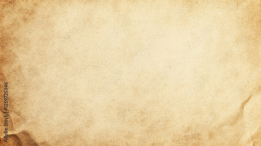 Fototapeta premium Blank parchment texture with subtle, aged appearance and intricate patterns, featuring a spacious central area for creative use, shot from a top-down perspective with warm, diffused lighting