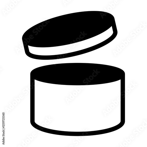 Pao symbol black color for packing design isolated on white background. Period after opening icon vector 10 eps