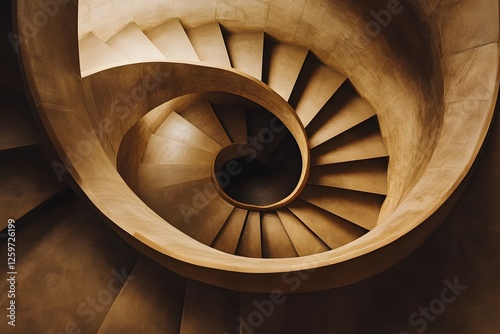 Wallpaper Mural Wooden spiral staircase, building interior, ascent, shadows, architecture, design Torontodigital.ca