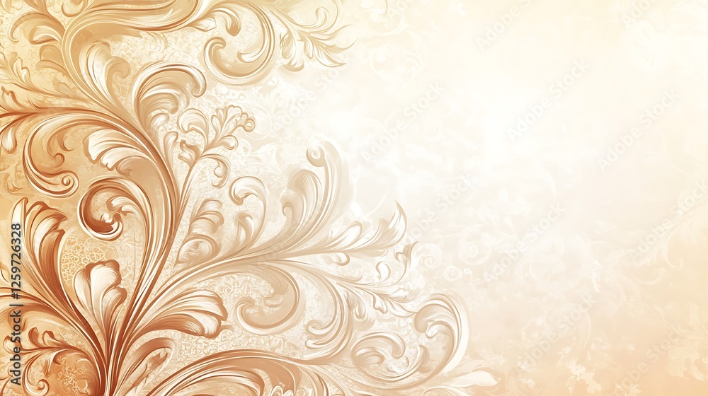 Elegant Beige Floral Swirls Design Background Elegant Beige Floral Swirls Design Background