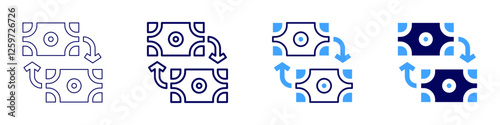 Payment reconciliation icon in 4 different styles. Thin Line, Line, Bold Line, Duotone. Duotone style. Editable stroke