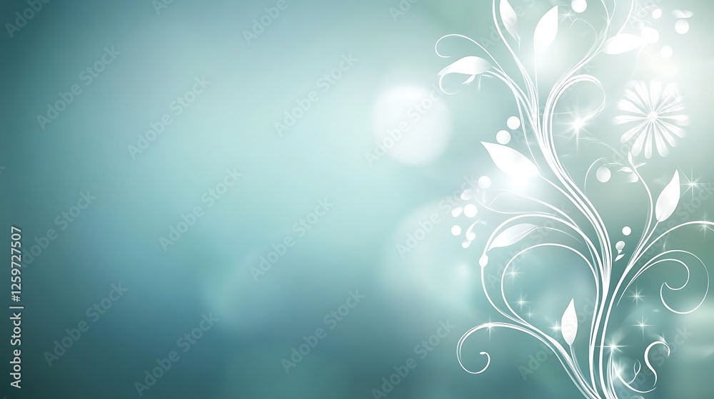 Elegant Floral Design on a Soft Teal Background Elegant Floral Design on a Soft Teal Background