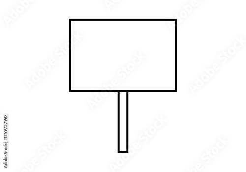 Icono negro de cartel con poste en blanco