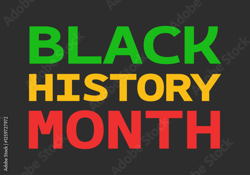 Cartel de mes de historia negra de color verde, amarillo y rojo en fondo negro