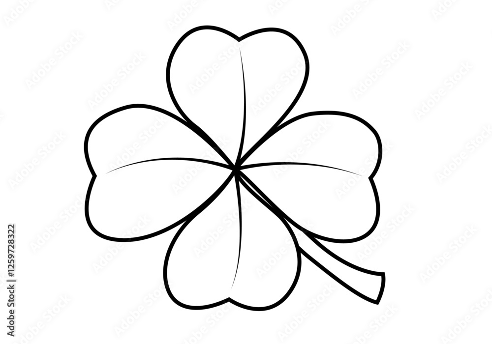 Icono negro de trébol de cuatro hojas en fondo blanco