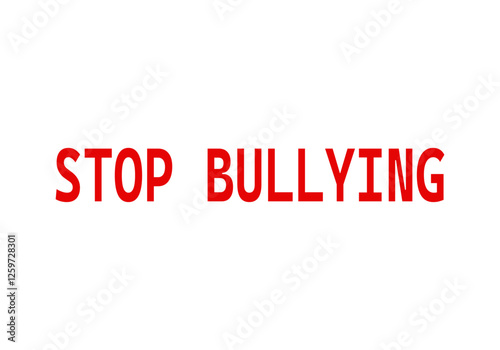 Texto rojo de stop bullying o acoso escolar