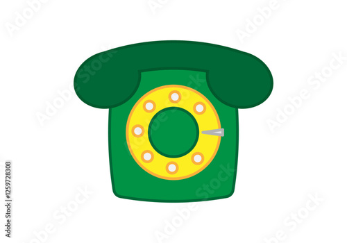 Teléfono antiguo verde con anilla para marcar 
