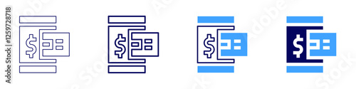 Secure payment authorization icon in 4 different styles. Thin Line, Line, Bold Line, Duotone. Duotone style. Editable stroke
