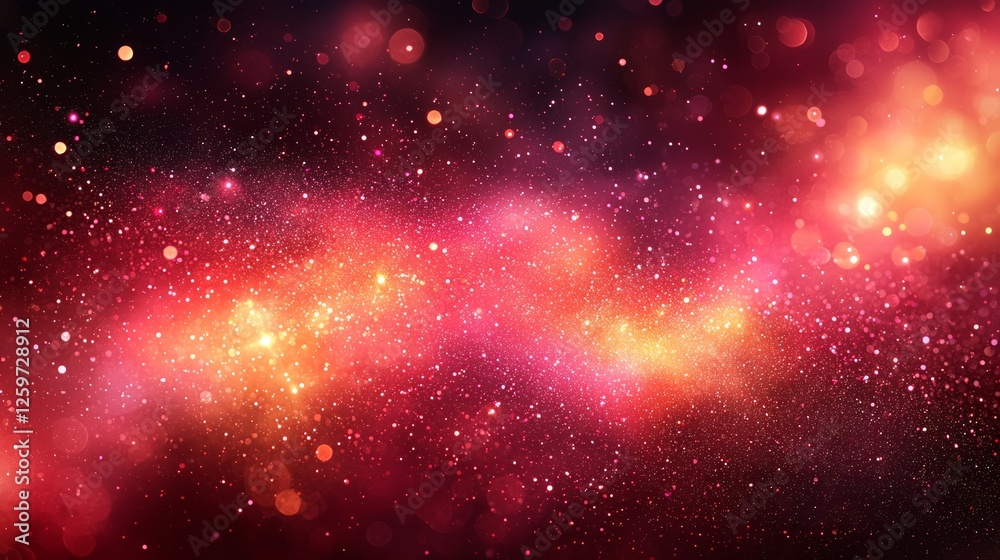 Red sparkly nebula, cosmic dust, space background Red sparkly nebula, cosmic dust, space background