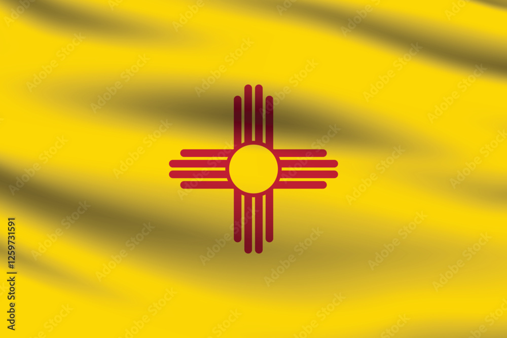 Flag of New Mexico. New Mexico flag official size and color standards digital vector illustration. Waving flag icon. Flag of New Mexico. New Mexico flag official size and color standards digital vector illustration. Waving flag icon.