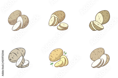 "Hand-Drawn Potato Vector Illustration Set"
