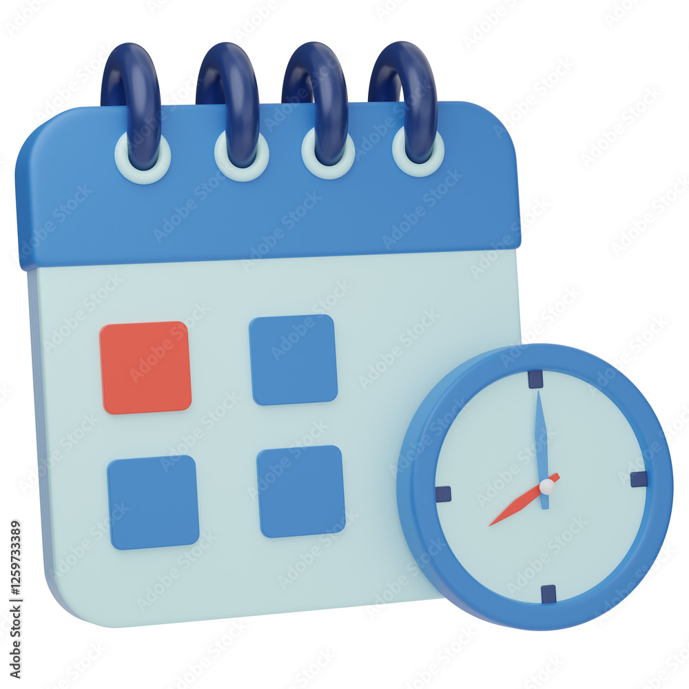 3D Icon Desktop calendar icon with red marker design 3D Icon Desktop calendar icon with red marker design