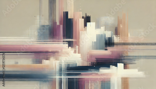 Fototapeta Naklejka Na Ścianę i Meble -  デジタル抽象アート：ダイナミックなグリッチデザイン
