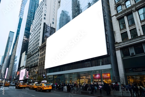 Blank billboard Times Square NYC advertising city traffic