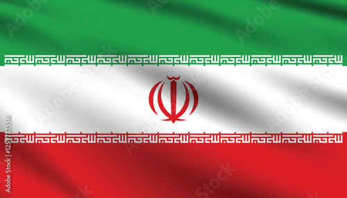 Flag of Iran. Iran flag official size and color standards digital vector illustration. Waving flag icon.
