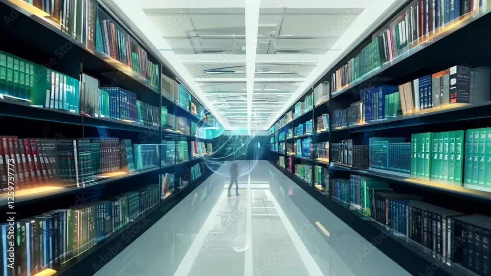 Futuristic Library with Digital Interface Futuristic Library with Digital Interface