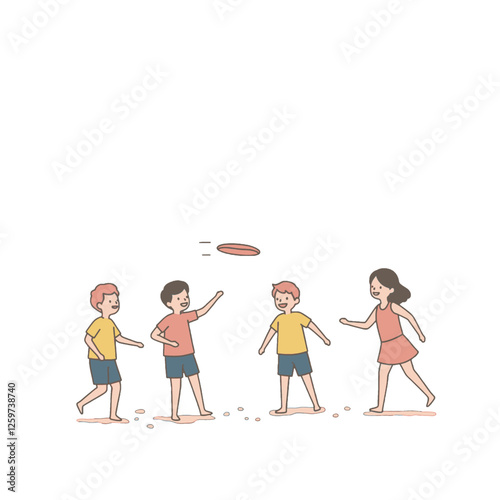 Children Playing Frisbee Outdoors in a Fun and Engaging Group Activity