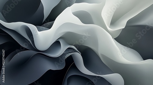 Abstract gray waves, flowing fabric