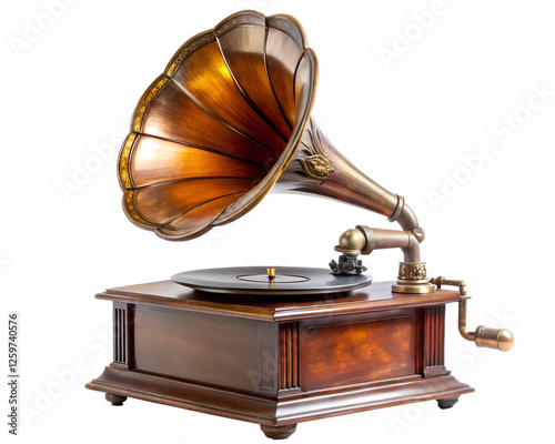 Vintage Gramophone isolated on white background png photo