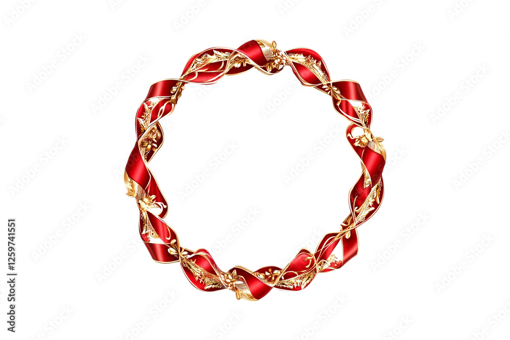 Elegant Red and Gold Ribbon Frame Luxurious Design Festive Celebration Elegant Red and Gold Ribbon Frame Luxurious Design Festive Celebration