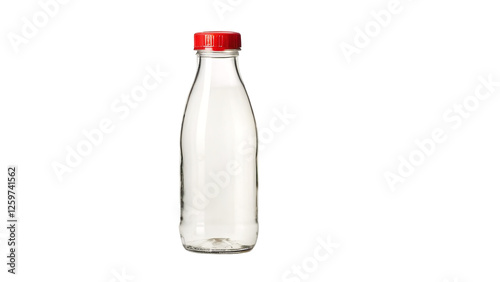 Empty Glass Bottle with Red Cap Product Shot