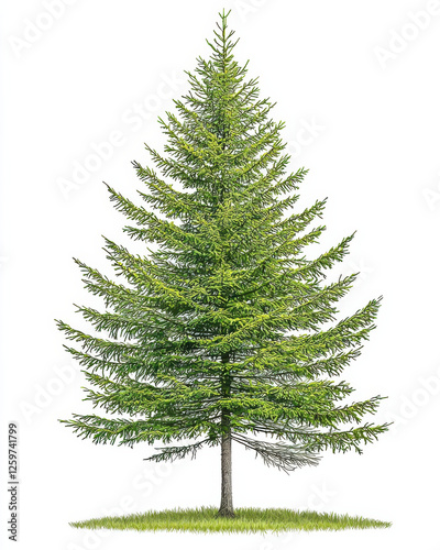 vibrant pine tree with lush green foliage standing tall on grass