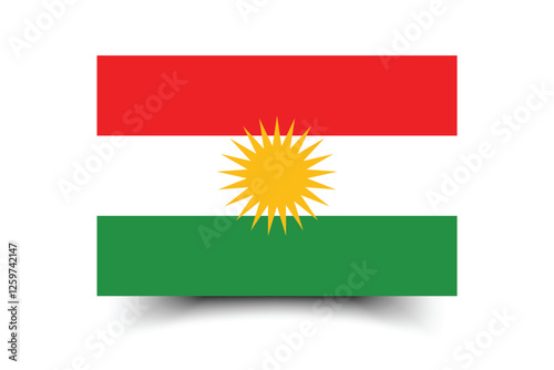 Flag of Iraqi Kurdistan. Iraqi Kurdistan flag official size and color standards digital vector illustration.