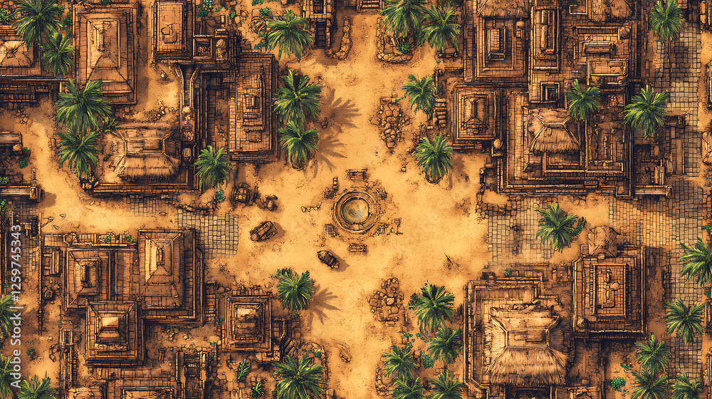 Fototapeta premium Aerial View of Ancient Desert Ruins