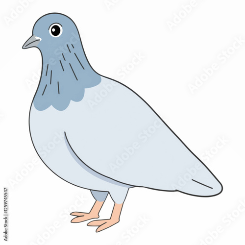 Hand Drawn Vector Illustration of a Calm and Graceful Pigeon