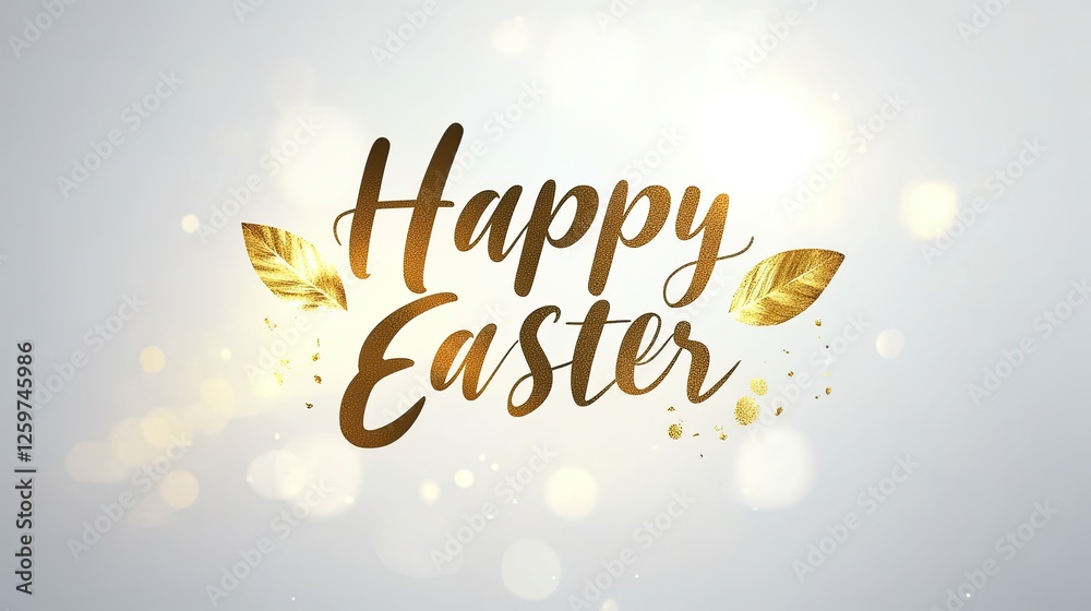 Fototapeta premium Joyful greeting with golden text, surrounded by soft light and l