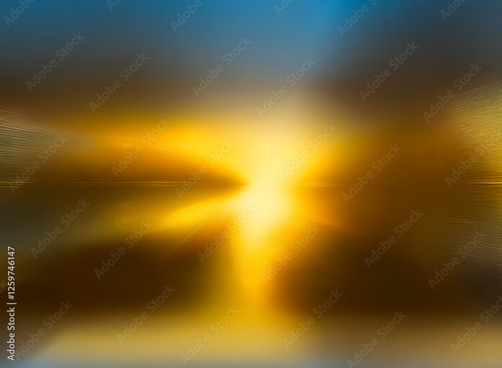 Naklejka premium A vibrant burst of yellow light dominates the center, creating a dynamic abstract design with blurred orange, brown, and blue hues.