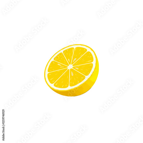 Vibrant Illustration of a Lemon Slice on a Clean White Background