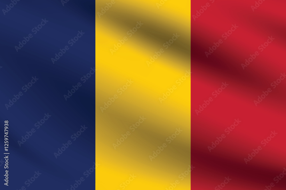 Obraz premium Flag of Chad. Chad flag official size and color standards digital vector illustration. Waving flag icon.
