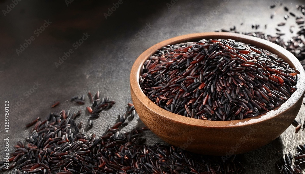 Fototapeta premium Fresh healthy wild black rice