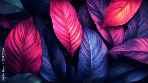 Wallpaper Mural Abstract colorful texture of spathiphyllum cannifolium leaves in dark tropical nature background Torontodigital.ca