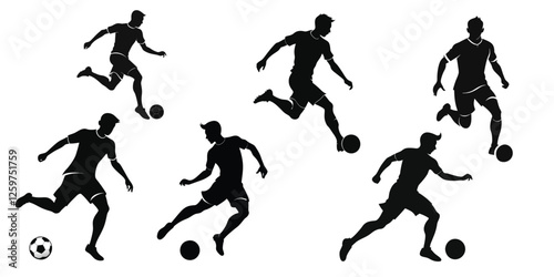 Wallpaper Mural Black  silhouette footballer with white background. Torontodigital.ca