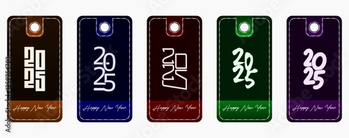 Happy New Year 2025. Set of typographic design elements. 2025 number design template. 2025 New Year text design.