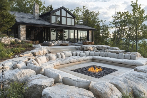 Wallpaper Mural Modern indoor-outdoor retreat with retractable glass walls nature surroundings luxury living space scenic view high fidelity Torontodigital.ca