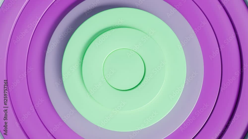 abstract smooth background animation of 3d green and purple gradient rings wave motion, 4k seamless loop of animated circles abstract smooth background animation of 3d green and purple gradient rings wave motion, 4k seamless loop of animated circles