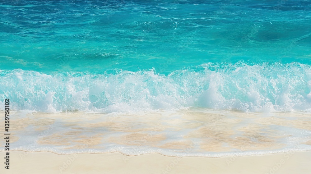 Pure turquoise ocean water with foamy waves creating a natural texture Pure turquoise ocean water with foamy waves creating a natural texture