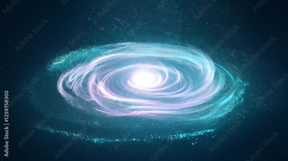 Rotating galactic spiral with shifting colors and glow animation Rotating galactic spiral with shifting colors and glow animation