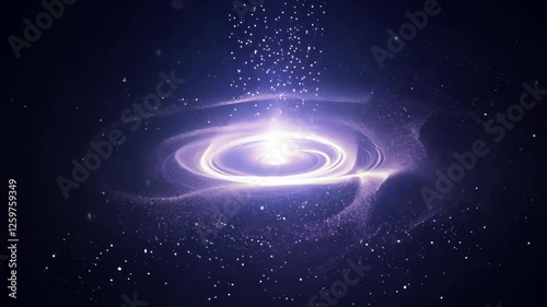 Futuristic blue energy vortex with spinning particles and glowing center