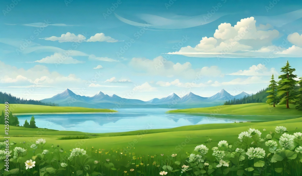 Fototapeta premium summer landscape with mountains