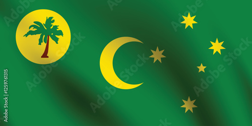 Flag of Cocos (Keeling) Islands. Cocos (Keeling) Islands flag official size and color standards digital vector illustration. Waving flag icon.