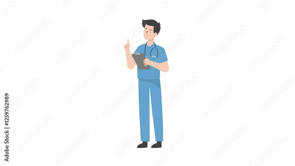 Doctor is standing and giving a lecture cartoon animation
