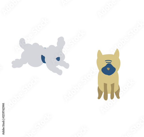 戯れ合う犬のイラスト