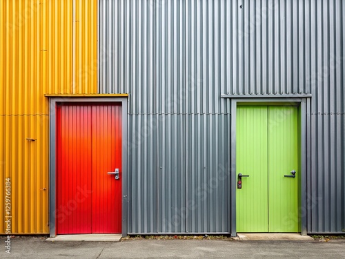 Grey Metal Back Doors on Corrugated Wall